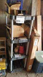 lot 696 image: Plastic Shelving Unit 4-tier