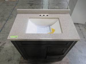 lot 100 image: Glacier Bay Delridge 30 in. W Modular Vanity in Chocolate with Solid Surface Vanity Top in Caramel MVC30P2-CH