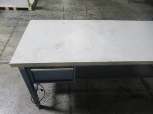lot 116 image: Global Industrial 72x30 Adjustable Height Workbench Square Tube Leg, Laminate Safety Edge Blue T9F606958BL
