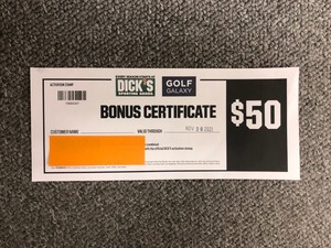 lot 16 image: $50 Dicks Sporting Goods Bonus Certificate #2