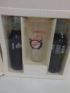 lot 21 image: Unopened 1996 Hot August Nights Coke Bottles & Glass