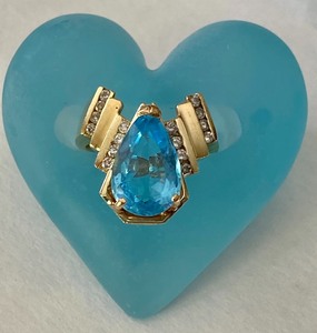 14k Gold and Diamond & Swiss Blue Topaz Ring