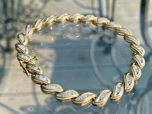 14k Gold and Diamond Baguette Bracelet