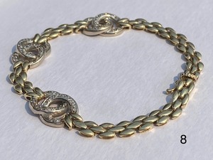 14k Yellow and White Gold Panther Link & Entwined Diamond Circle Bracelet