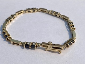 14k Gold Diamond and Sapphire Tennis Bracelet
