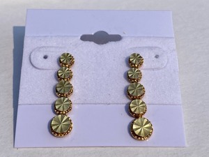 Pair of 14k Gold Diamond Cut Dangle Circle Earrings