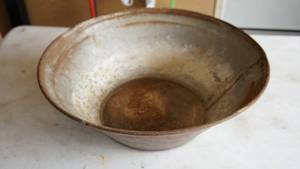 Antique Round Galvanized Container With Small Side Handle