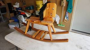 Childrens Rocking Horse W Black Mane & Black Tail