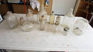 Twelve Vintage Glass Containers