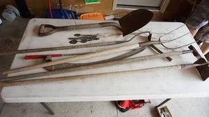 Vintage Spade-Garden Hoe-Weed Remover-Silverware, Etc.