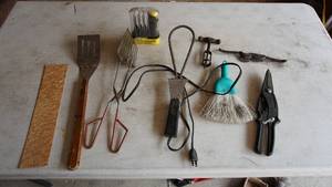 Antique Hand Wine Bottle Opener--Hand Wisk Broom--8 In 1 Screwdriver Set--Grill Hamburger Turner--Grill Spatula