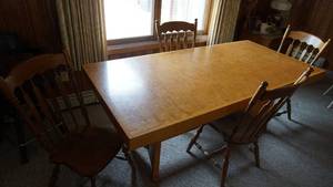 Solid Wood Dining Room Table & Four Chairs