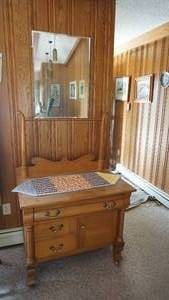 Mirror--28  x  20 ---Antique Dresser--34 Long  x 21 Deep--Dresser Top  Runner--37 Long  x  12 12 Wide