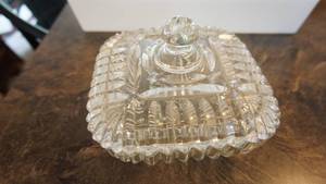 Vintage Crystal Candy Dish W  Lid