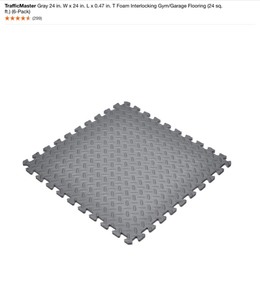 TrafficMaster Gray 24 in. W x 24 in. L x 0.47 in. T Foam Interlocking GymGarage Flooring (24 sq. ft.) (6-Pack). See Pictures
