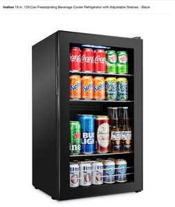 Ivation 19 in. 126 Can Freestanding Beverage Cooler Refrigerator with Adjustable Shelves - Black. See Pictures