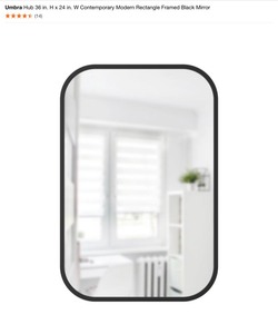 Umbra Hub 36 in. H x 24 in. W Contemporary Modern Rectangle Framed Black Mirror. See Pictures