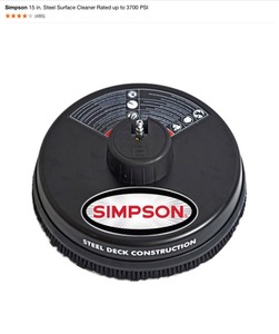Simpson 15 in. Steel Surface Cleaner Rated up to 3700 PSI  Turbo Spray Nozzle. See Pictures