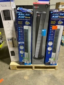Pallet of Assorted Fans, Small Air Conditioners & Heaters. Various Kinds and Conditions. See Pictures
