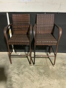 lot 23 image: Winado Wicker Outdoor Bar Stools (2-Pack). See Pictures