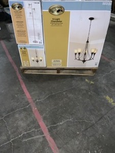 lot 55 image: Pallet Of Lighting And Accessories Followed With Ceiling Fans, Chandelier And More See Pictures