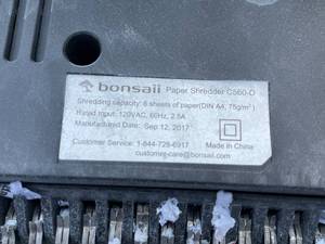 lot 101 image: Bonsaii Paper Shredder