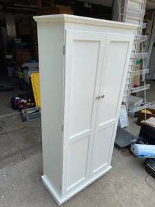 lot 140 image: 2 Shelf White Wooden Storage Unit