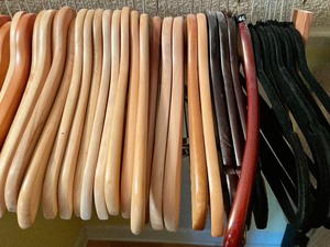 lot 34 image: Wooden and Black Velvet Hangers
