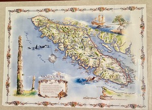 lot 229 image: Framed Vancouver Island Map