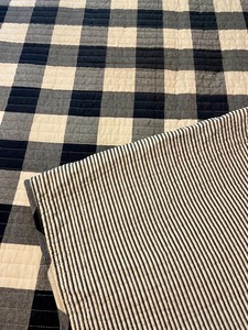 lot 240 image: Queen Navy Blue and White Quilt with Pillow Shams and Bed Skirt
