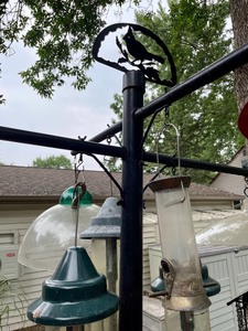 lot 472 image: Bird Feeder Stand with Several Bird Feeders