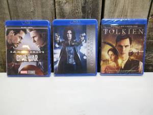 lot 22 image: 3 Blu Ray - Tolkien &Captain America - Civil War & Underworld Awakening NEW SEALED
