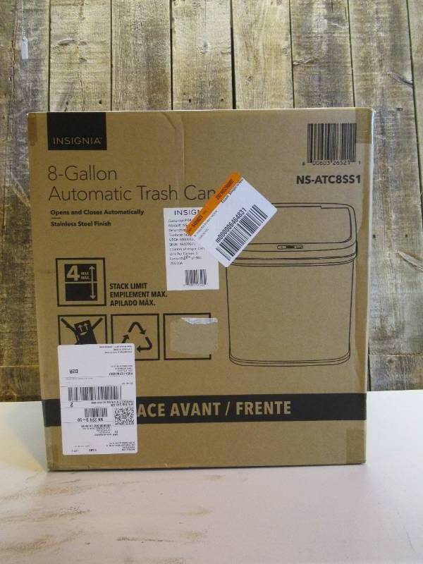 lot 73 image: Insignia - 8 Gal. Automatic Trash Can - Stainless steel