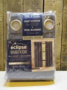 lot 3 image: Eclipse DUOTECH Draft Stopper 100% Blackout Grommet Panel Pair, Navy Charcoal