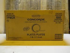 lot 10 image: DART 7PWCR 7 in White Unlaminated Foam Plate (Case of 1000)
