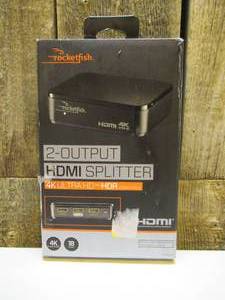 lot 31 image: Rocketfish - 2-Output HDMI Splitter with 4K and HDR Pass-Through - Black