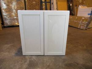 lot 3 image: Courtland Shaker Assembled 30 in. x 30 in. x 12 in. Stock Wall Kitchen Cabinet in Polar White Finish (Back Damage Minor Re Glue)