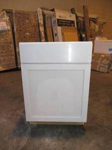 lot 9 image: Courtland Shaker Assembled 24 in. x 34.5 in. x 24 in. Stock Base Kitchen Cabinet in Polar White Finish
