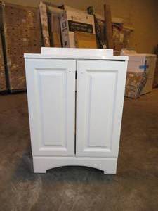 lot 11 image: 24.50 in. W Bath Vanity in White with Cultured Marble Vanity Top in White with White Basin