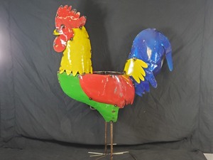New Large Handmade Recycled Metal Chicken Planter