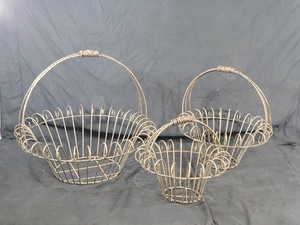 New Handmade Recycled Metal 3 Piece Nesting Basket Set