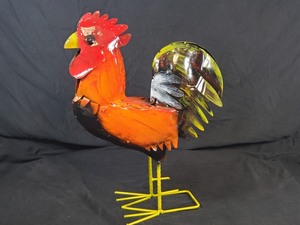 New Handmade Recycled Metal Garden Art Rooster
