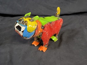 New Handmade Recycled Metal Garden Art Bulldog