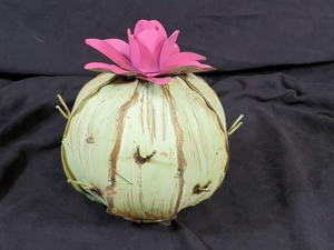 New Medium Handmade Recycled Metal Garden Art Flowering Cactus