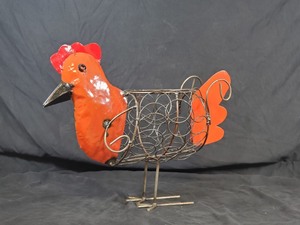 New Handmade Recycled Metal Garden Art Rooster  Chicken Planter