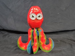 New Handmade Recycled Metal Garden Art Octopus with Fish