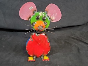New Handmade Recycled Metal Garden Art Mouse