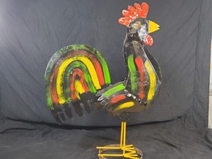 New Large Handmade Recycled Metal Garden Art Rooster  Chicken