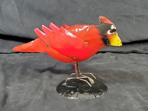 New Handmade Recycled Metal Garden Art Cardinal Bird