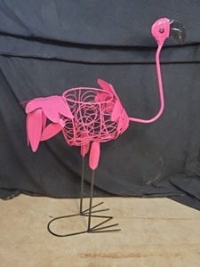 New Large Handmade Recycled Metal Pink Flamino Planter